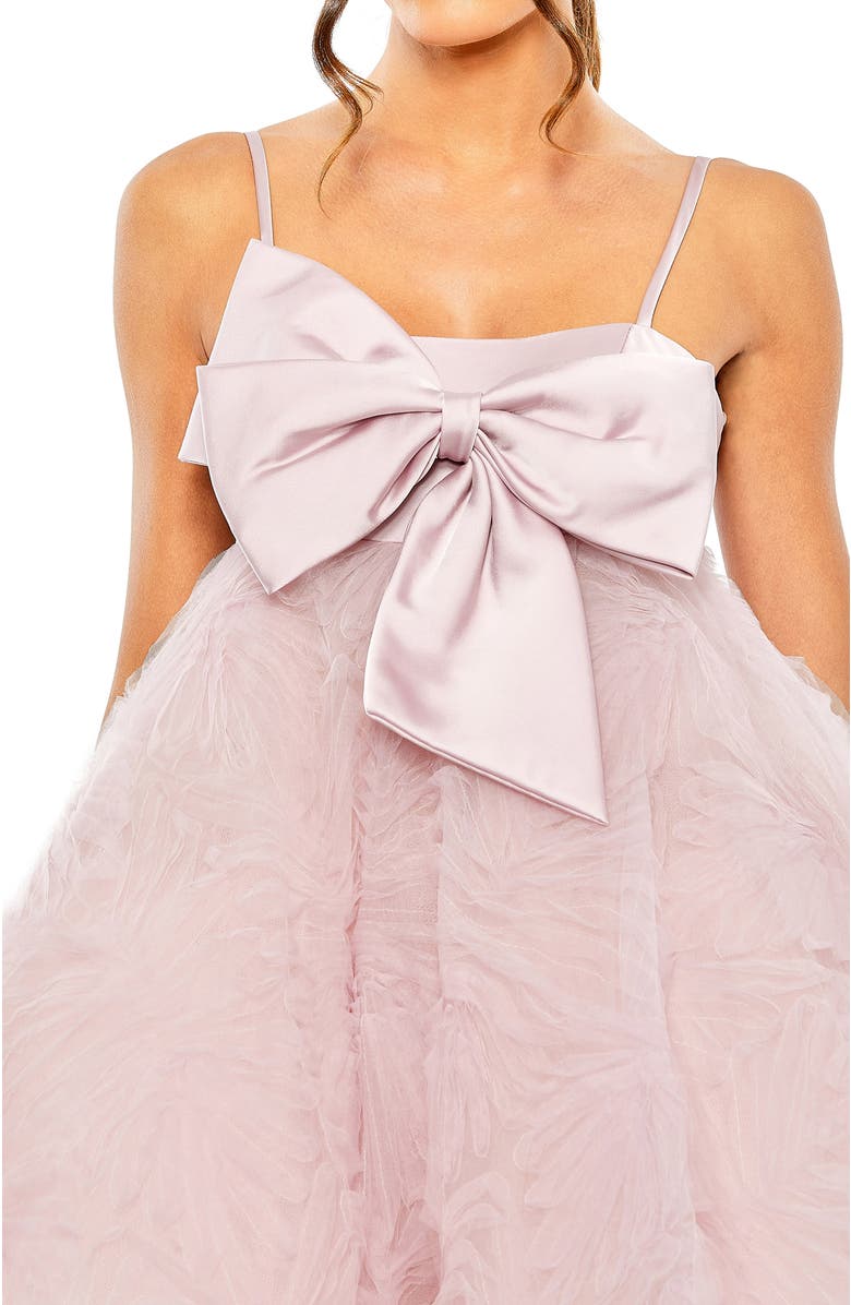 Mac Duggal Bow Front Tulle Mini Dress, Alternate, color, Rose