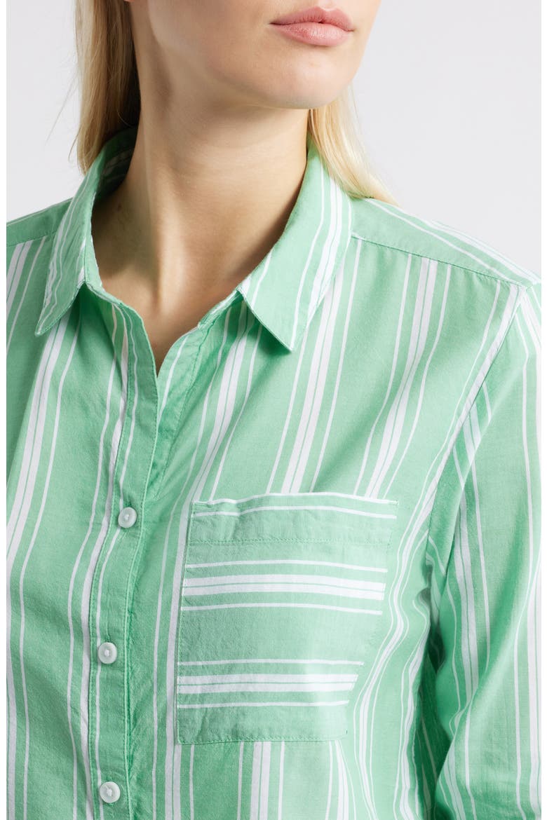 Candy Stripe Cotton Blend Button-Up Shirt, Alternate, color, LAWN GREEN