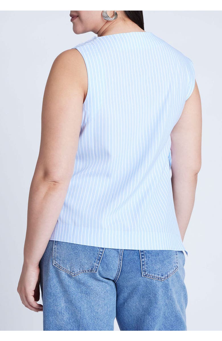ELOQUII Asym Tie Top, Alternate, color, White On Blue