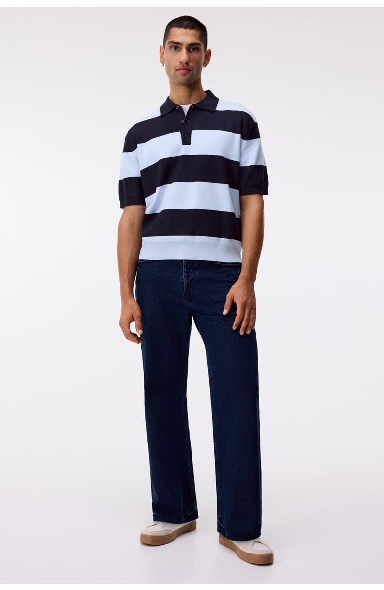 H&M Regular Fit Polo Shirt, Alternate, color, Navy Blue/Striped