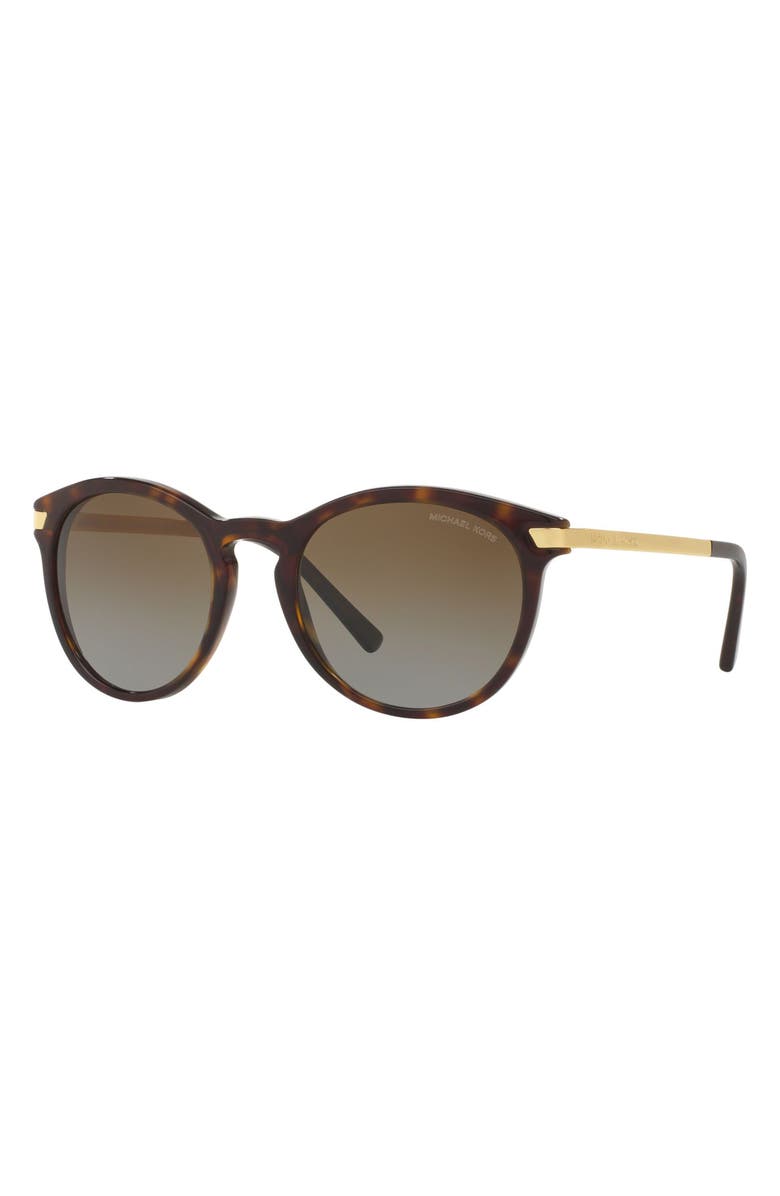 Michael Kors 53mm Polarized Round Sunglasses, Alternate, color, Tortoise/ Gold/ Brown Gradient