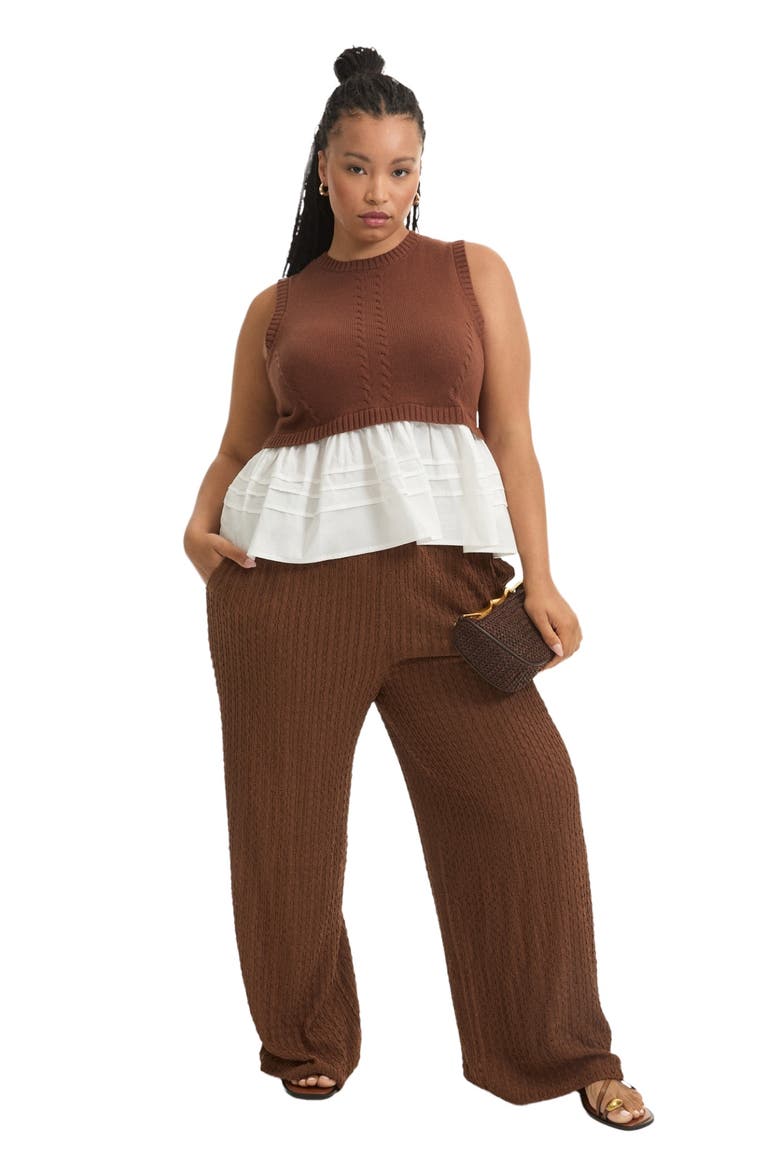 Sleeveless Peplum Sweater, Main, color, CAPPUCCINO