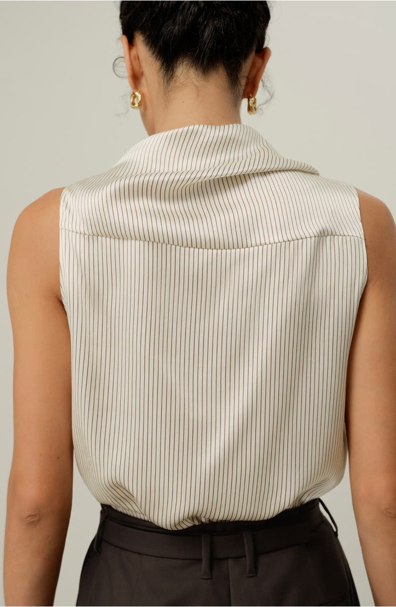 Lilysilk Asymmetric Silk Charmeuse Sleeveless Top, Alternate, color, Drifted Mocha