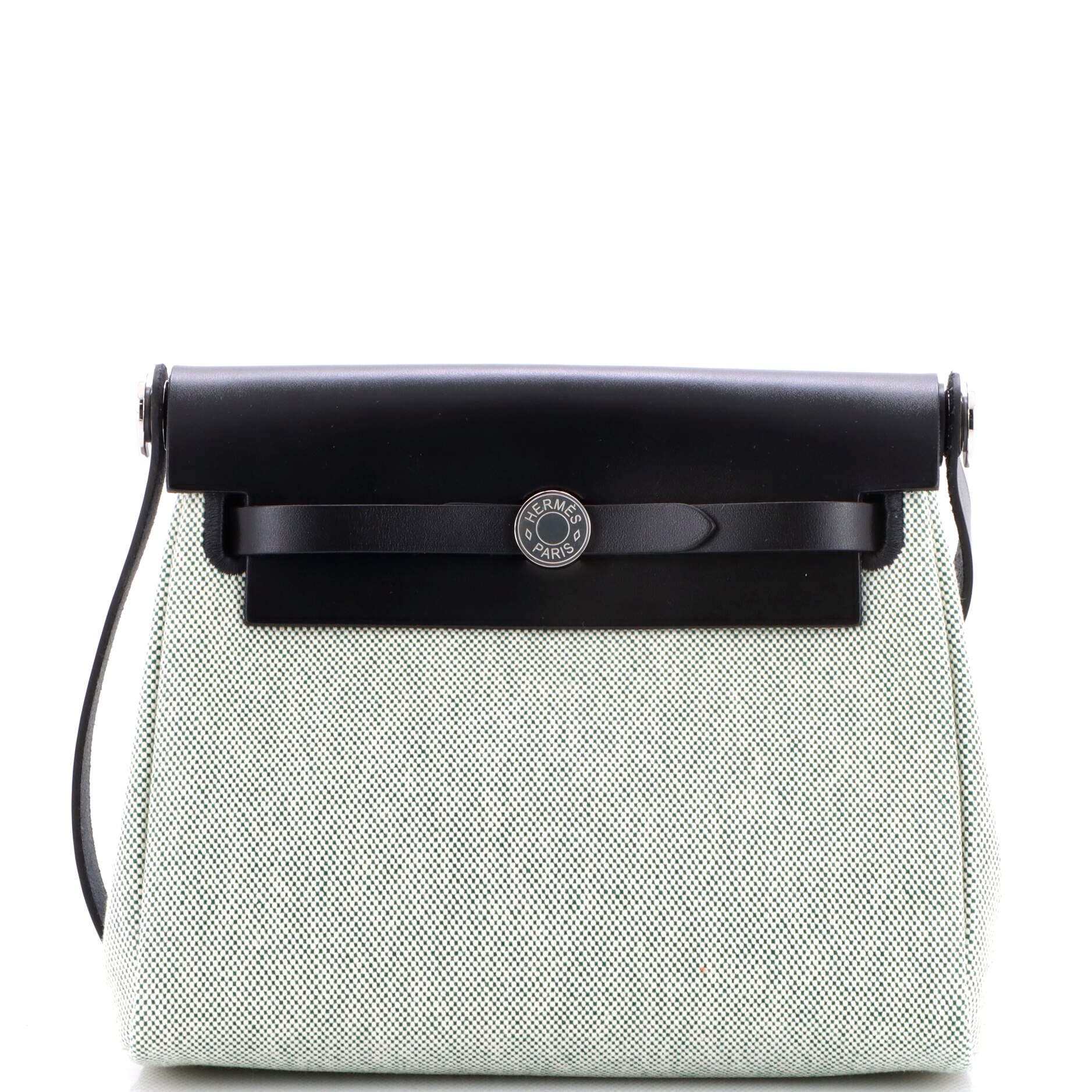 Pre-Owned Hermes Herbag Zip Toile and Leather 20, Main, color, Noir