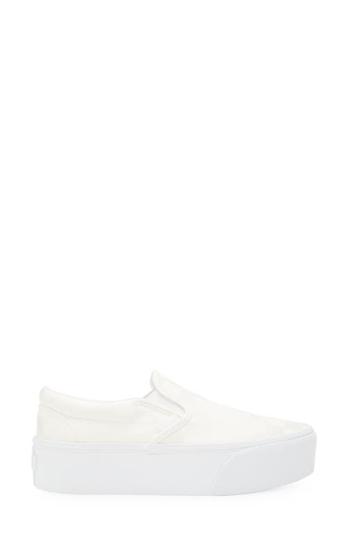 Vans Classic Slip-on Stackform Sneaker In Satin Checkerboard White
