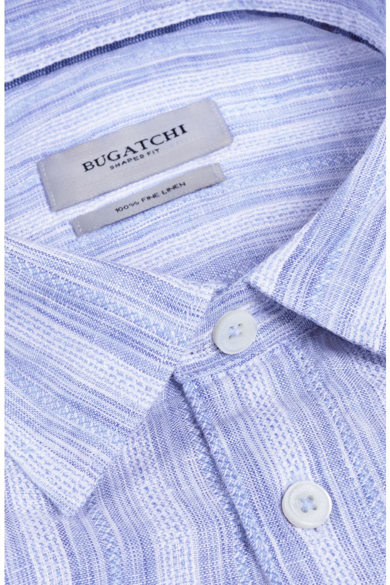 Julian Shaped Fit Stripe Linen Button-Up Shirt, Alternate, color, CLASSIC BLUE