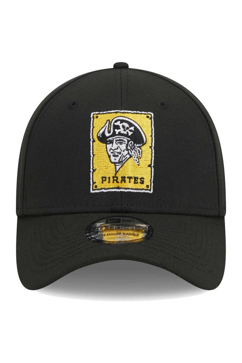 Men's New Era Black Pittsburgh Pirates Logo 39THIRTY Flex Hat, Alternate, color, Black