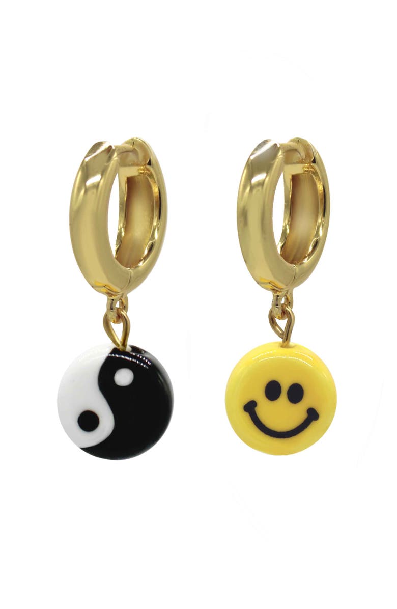 Velvet Luna Ceramic Yin Yang And Smile Earrings, Main, color, Multi Colored