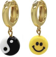 Velvet Luna Ceramic Yin Yang And Smile Earrings
