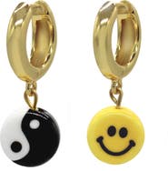 Velvet Luna Ceramic Yin Yang And Smile Earrings