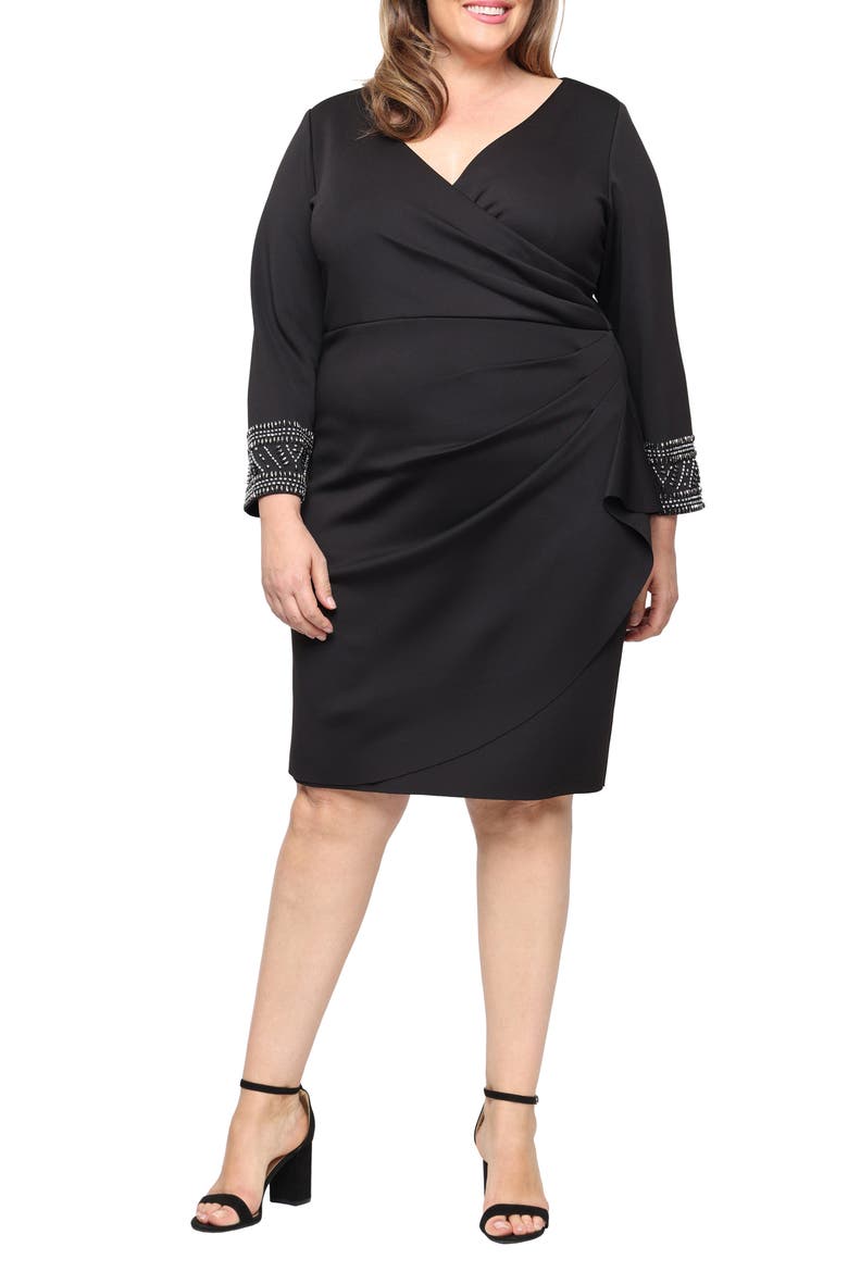 Embellished Scuba Crepe Cocktail Dress, Main, color, BLACK
