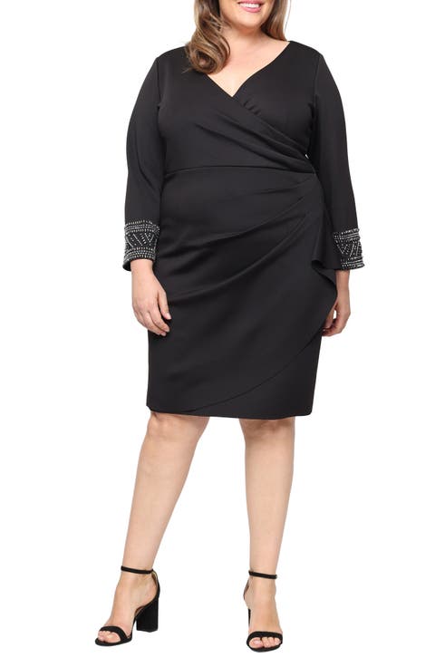 Embellished Scuba Crepe Cocktail Dress (Plus)