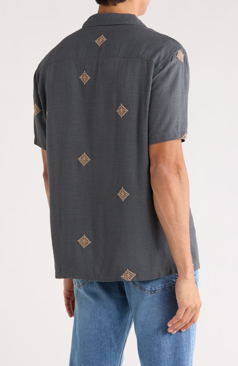 INDUSTRY REPUBLIC CLOTHING Embroidered Camp Shirt, Alternate, color, Grey/ Tan/ Taupe