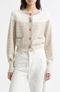 Ramy Brook Bea Metallic Stripe Cotton Blend Cardigan