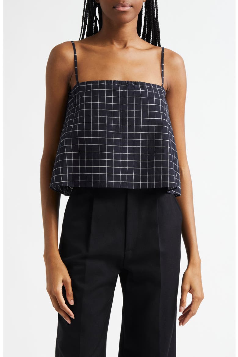 Windowpane Camisole, Main, color, BLACK/ CREAM