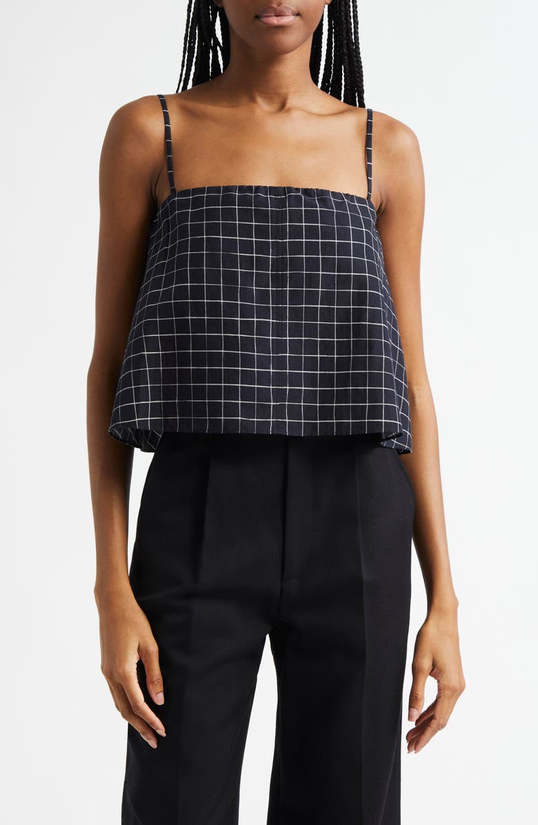 Vince Windowpane Camisole, Main, color, Black/ Cream