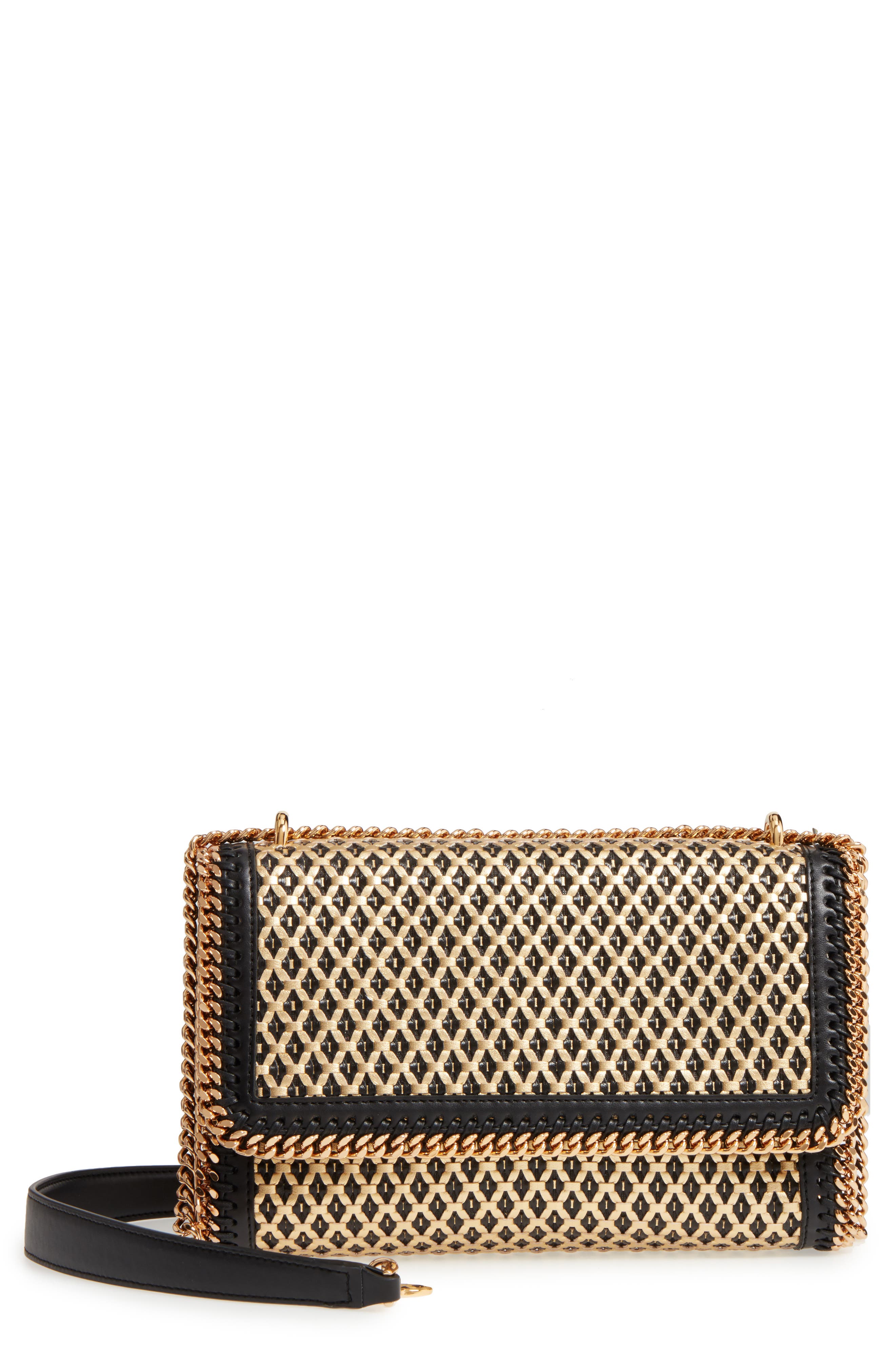 Stella McCartney Woven Faux Leather Flap Shoulder Bag, Main, color, 