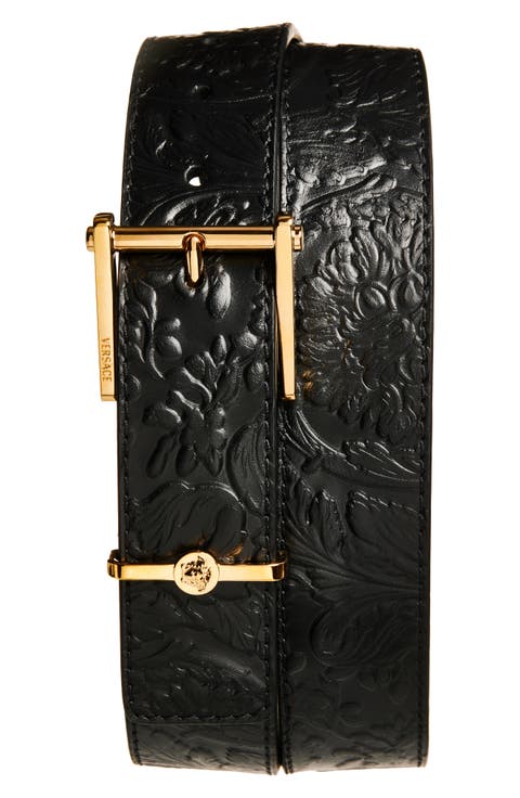 Barocco Embossed Leather Belt