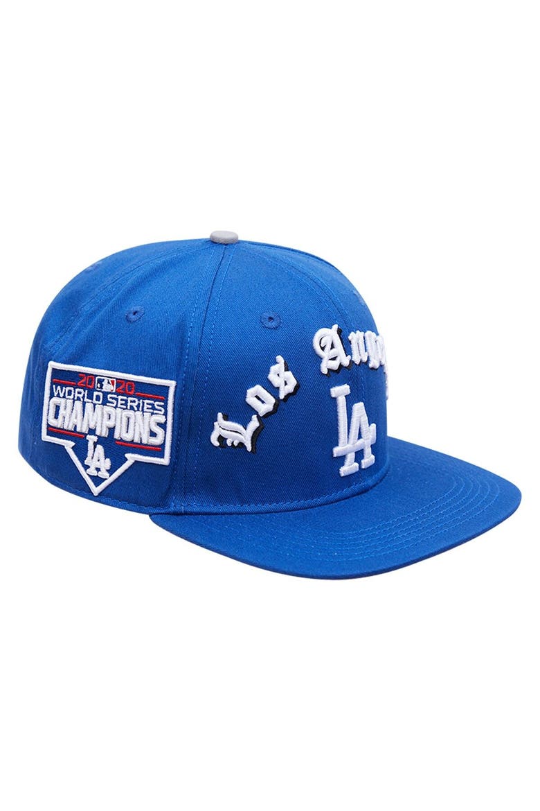 Men's Pro Standard Royal Los Angeles Dodgers 2020 World Series Old English Snapback Hat, Alternate, color, Royal