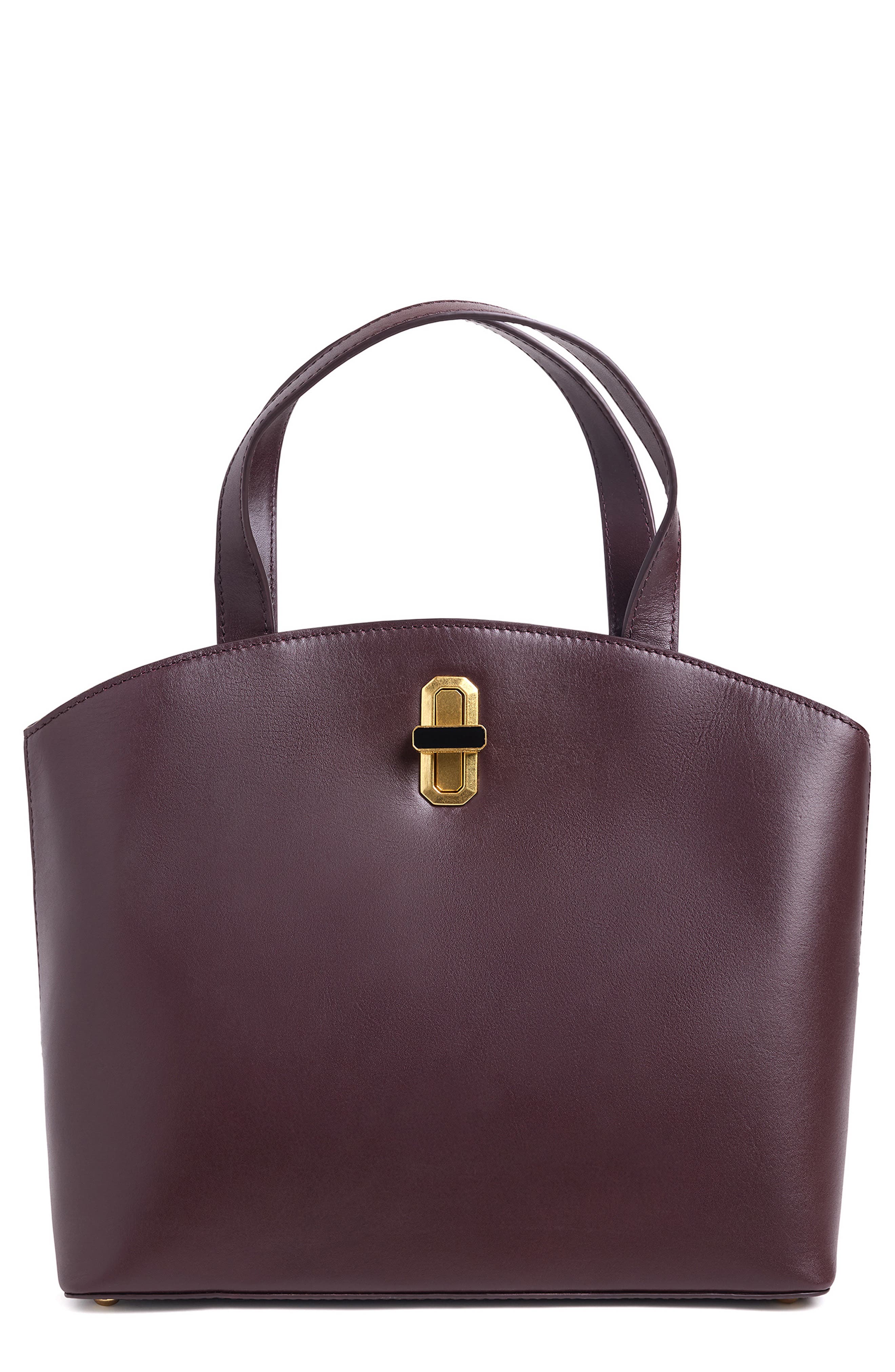 Small Leather Dome Tote, Main, color, CHERRY LACQUER