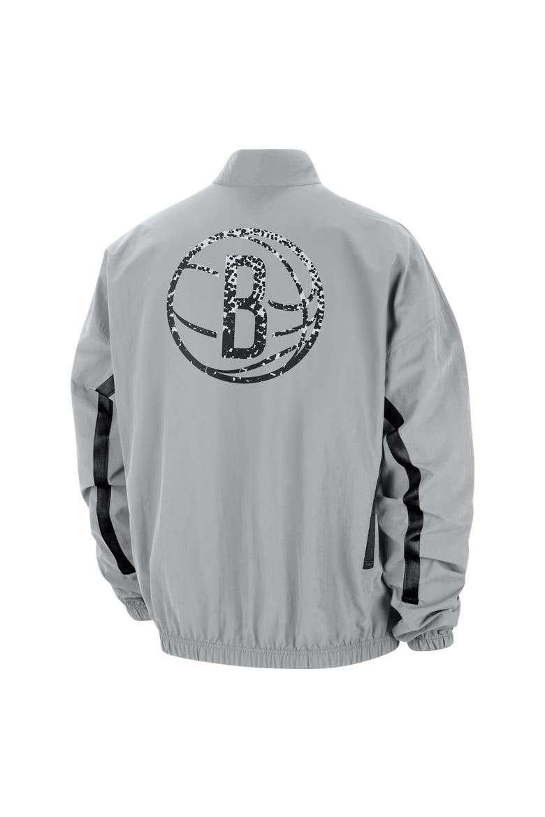 Men's Nike Silver Brooklyn Nets Courtside Vintage Warmup Full-Zip Jacket, Alternate, color, Silver