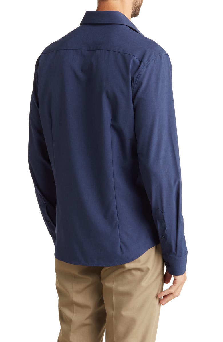 SOUL OF LONDON Microfiber Button-Up Shirt, Alternate, color, Dark Blue