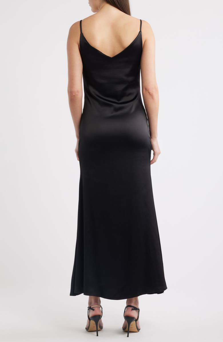 NIKKI LUND Carolyn Sleeveless Satin Maxi Dress, Alternate, color, Black