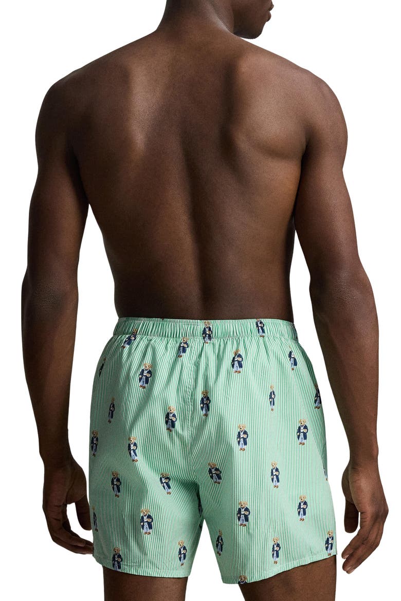 Hanging Woven Cotton Boxers, Alternate, color, GREEN BEAR STRIPE