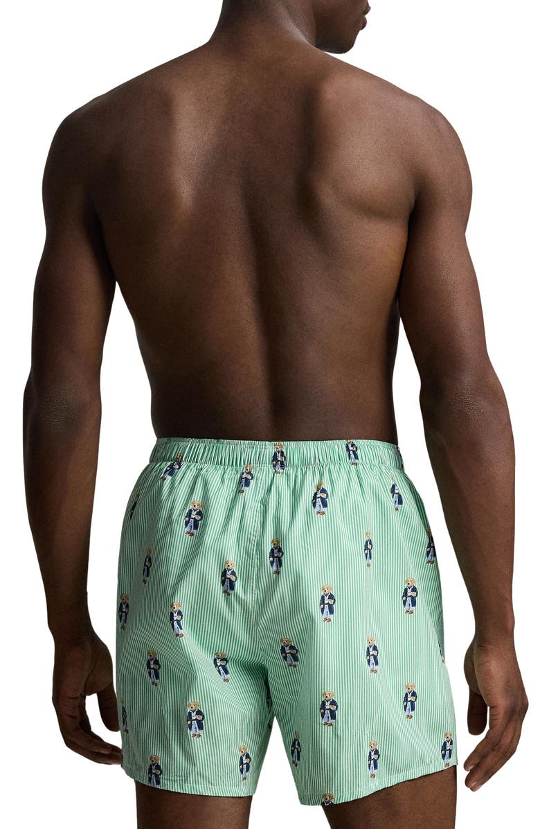 Polo Ralph Lauren Hanging Woven Cotton Boxers, Alternate, color, Green Bear Stripe