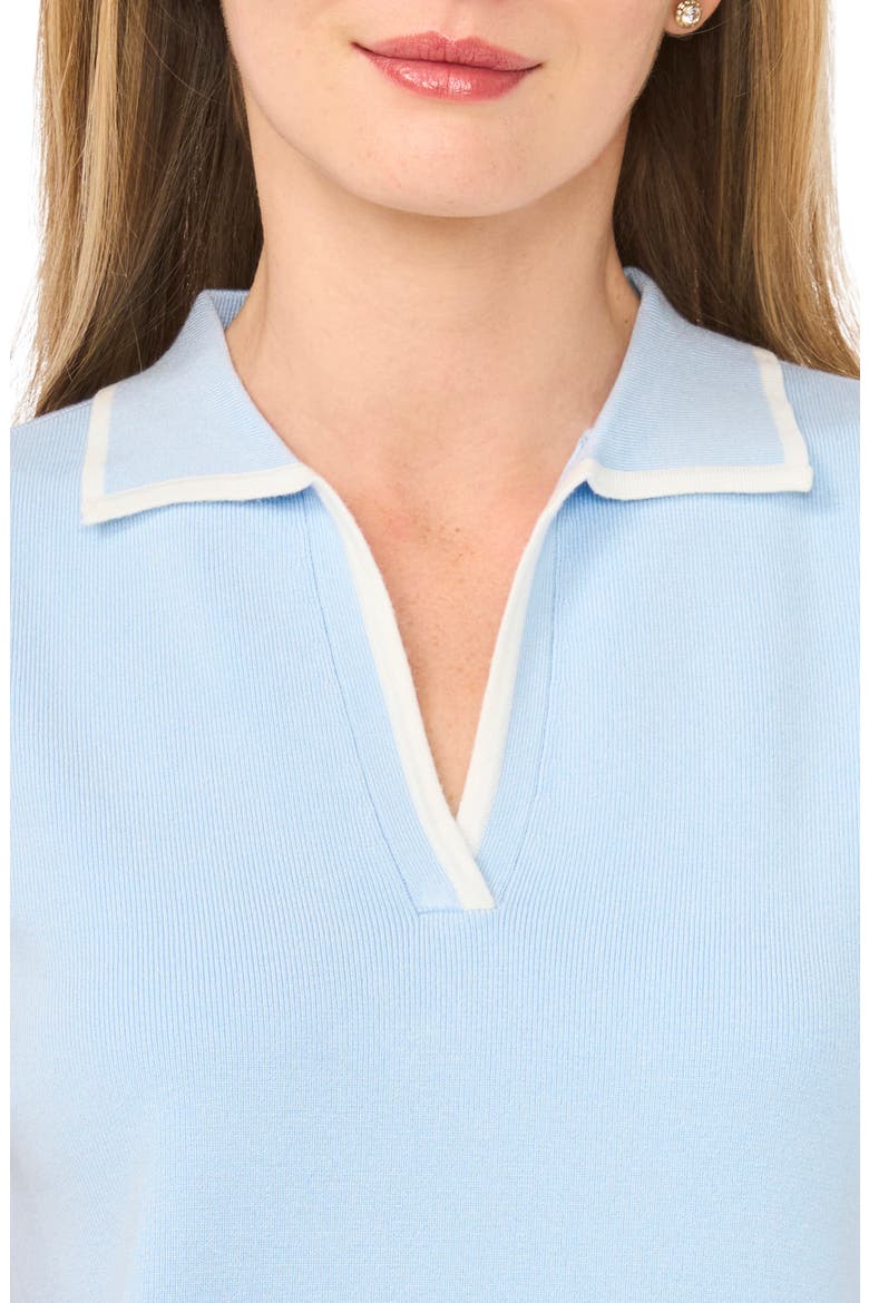 Piped Sleeveless Polo, Alternate, color, DUSTY SKY BLUE