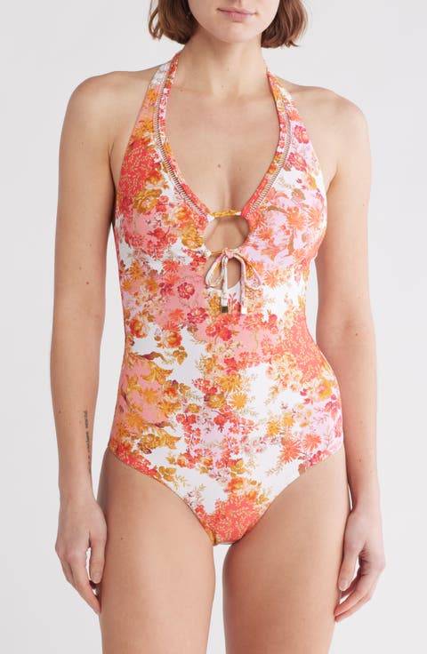 Daiseyfield Keyhole Halter Neck One-Piece Swimsuit