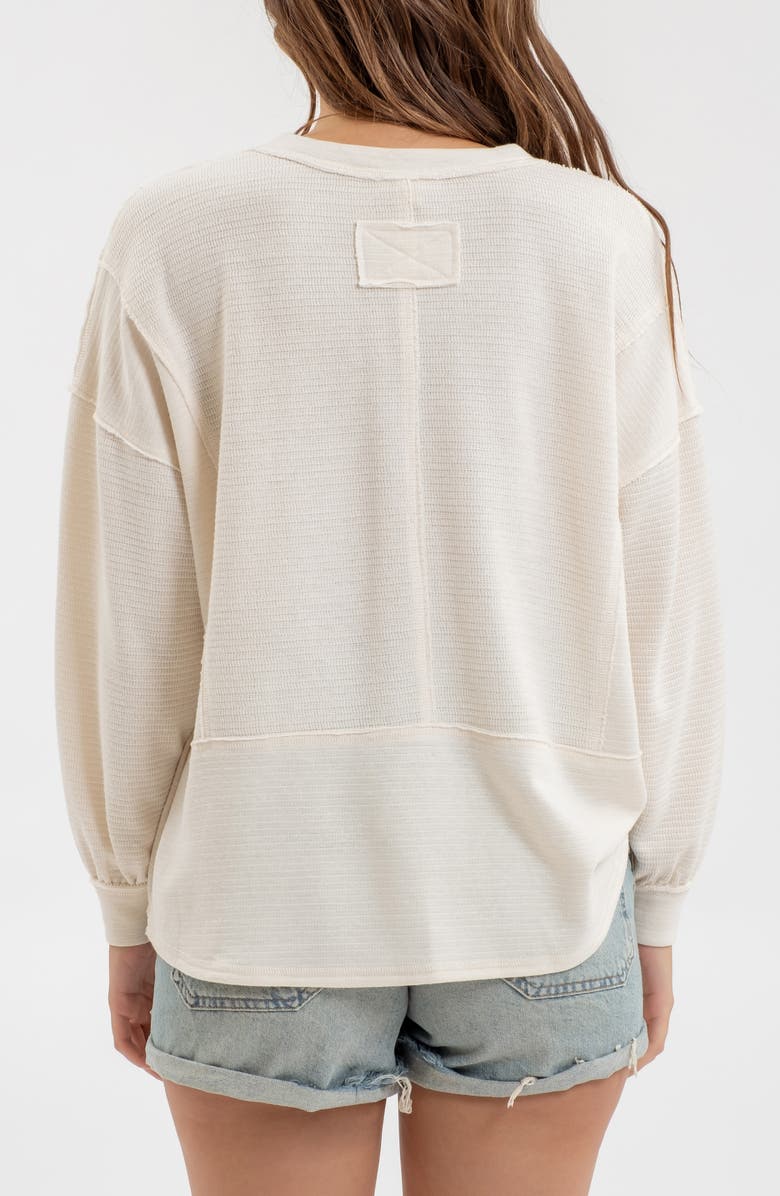 Blu Pepper Split Neck Long Sleeve Knit Top, Alternate, color, Oatmeal