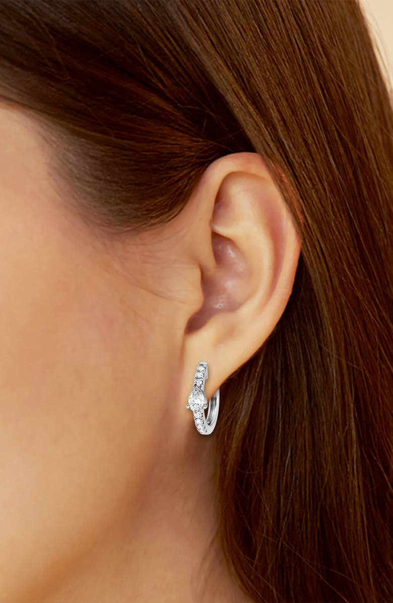 Badgley Mischka Collection 14K White Gold Lab Grown Pear Diamond Hoop Earrings, Alternate, color, 