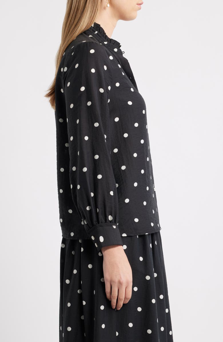 Caslon<sup>®</sup> Ruffle Button-Up Shirt, Alternate, color, Black- Ivory Disorderly Dot