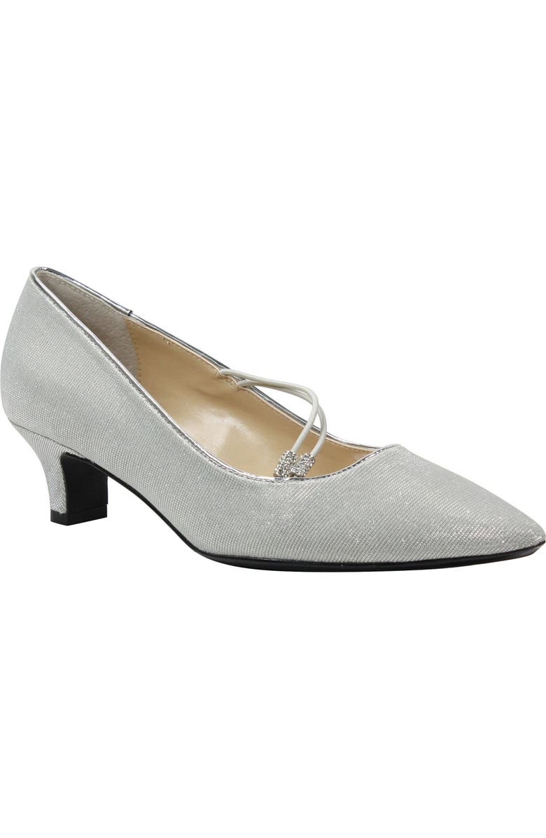 J. Reneé Idenah Pointed Toe Pump, Main, color, Silver Glitter Fabric