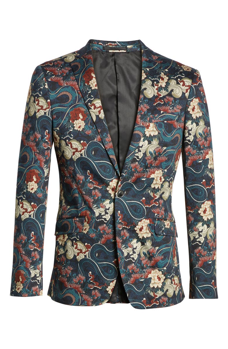 Topman Skinny Fit Japan Print Suit Jacket, Alternate, color,