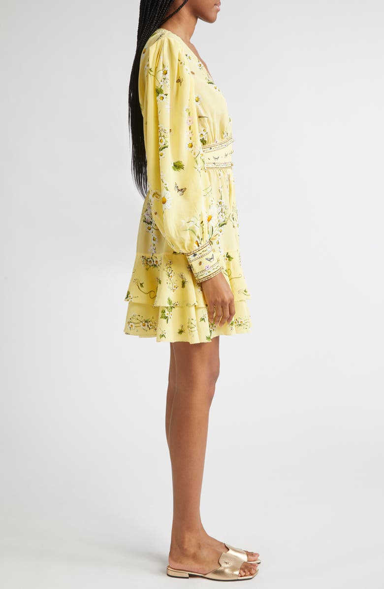 Camilla Daisy Chains Button Front Long Sleeve Silk Minidress, Alternate, color, Daisy Chains