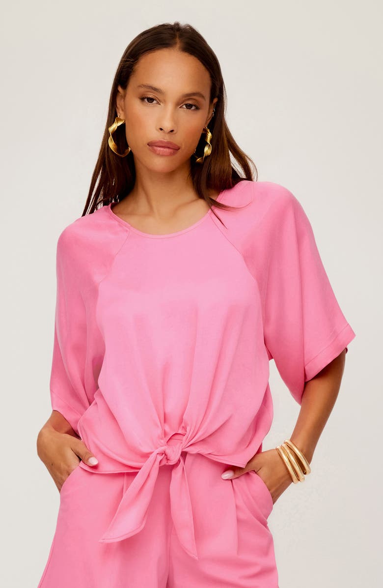 FIFTEEN TWENTY Seline Tie Front Satin Top, Alternate, color, 