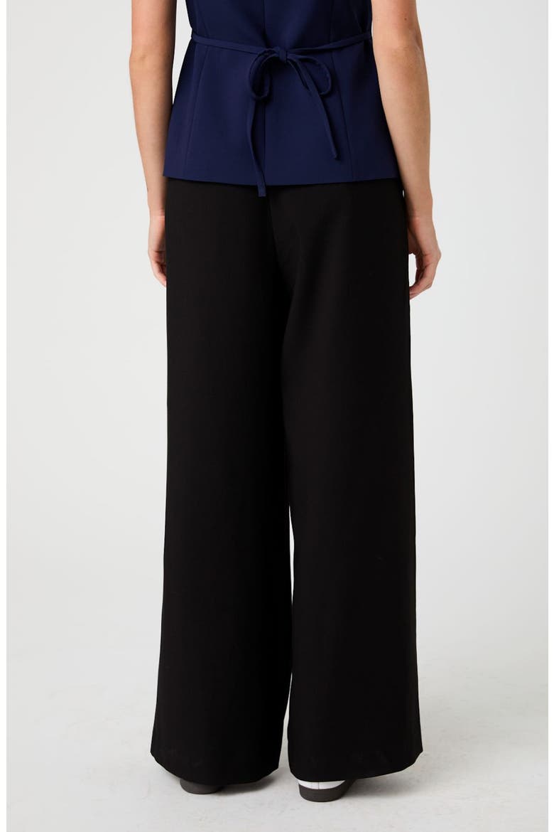 Pull On Wide Leg Crepe Pants, Alternate, color, BLACK