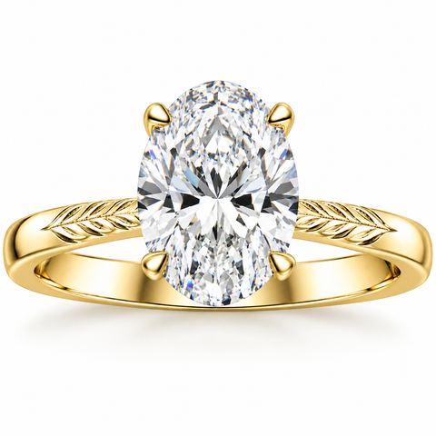 Certified 3ct Oval Diamond Solitaire Engagement Ring 14k Gold Lab Grown