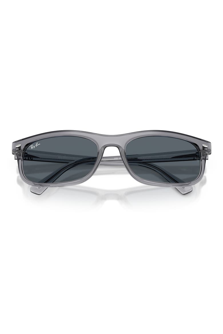 60mm Rectangle Sunglasses, Alternate, color, TRANSPARENT GREY / BLUE