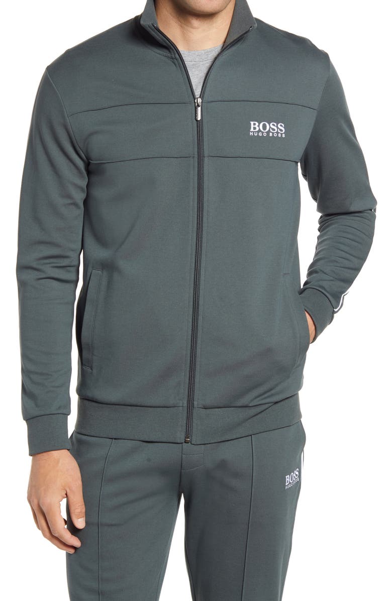 BOSS Track Suit Zip Jacket, Alternate, color, Dark Green