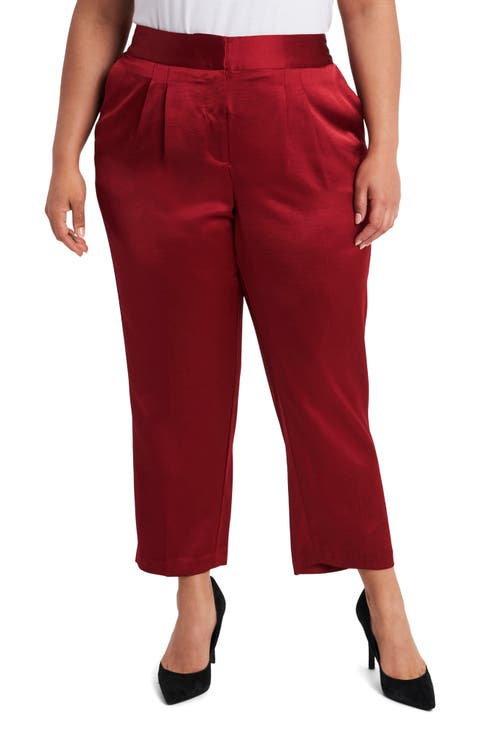 Slim Leg Satin Pants (Plus Size)