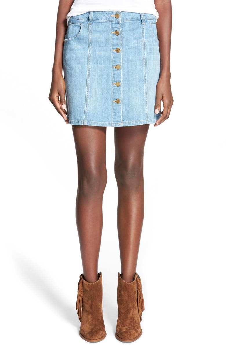 Jolt Button Front Denim Skirt, Main, color, 