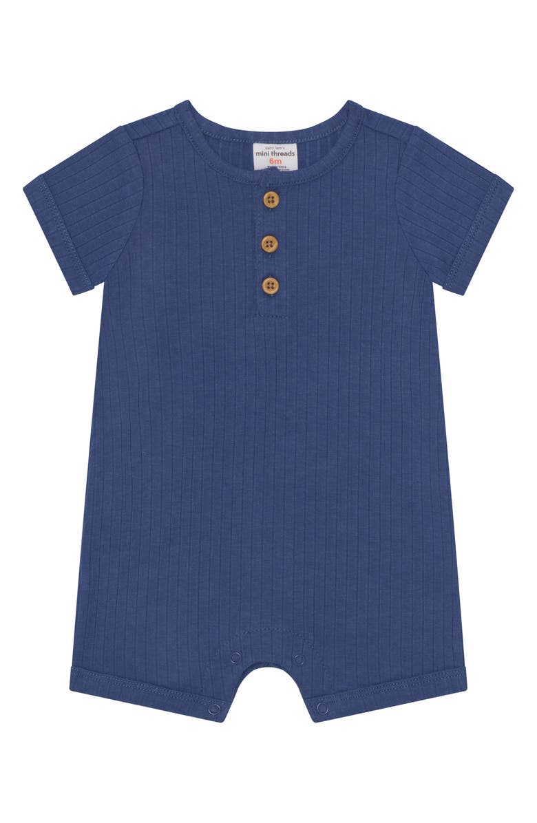 PL Baby by Petit Lem Core 4-Pack Rib Rompers, Alternate, color, Blue