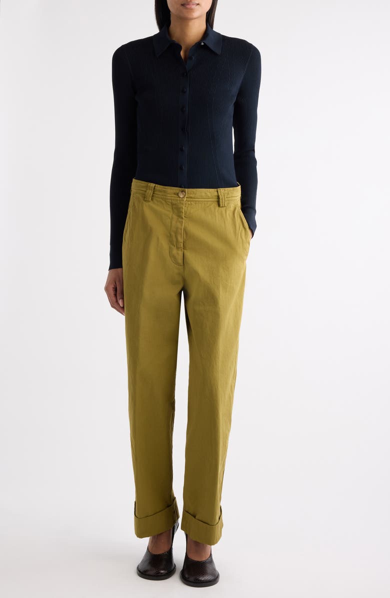 Dries Van Noten Pakora Cotton Gabardine Pants, Alternate, color, Light Khaki