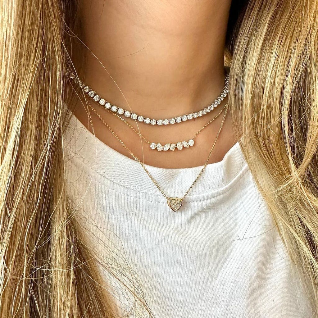 Everlee Multi-Shape Bar Lab Diamond Necklace in 14K Gold (Women ...