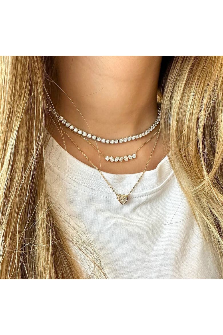 Multi-Shape Bar Lab Diamond Necklace in 14K Gold, Alternate, color, White Gold