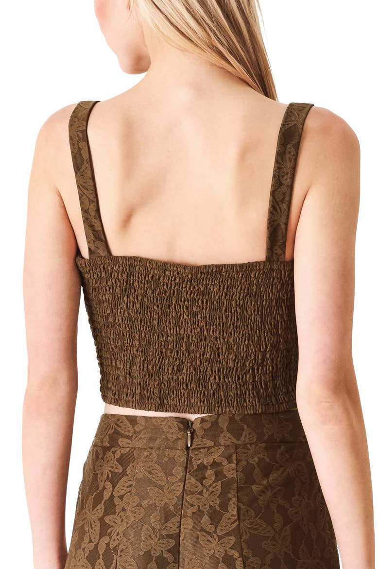 Lace Butterfly Crop Top, Alternate, color, BROWN