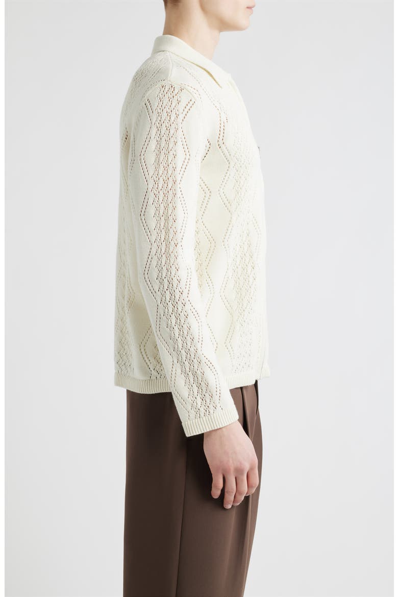 Cotton Pointelle Zip Cardigan, Alternate, color, IVORY EGRET